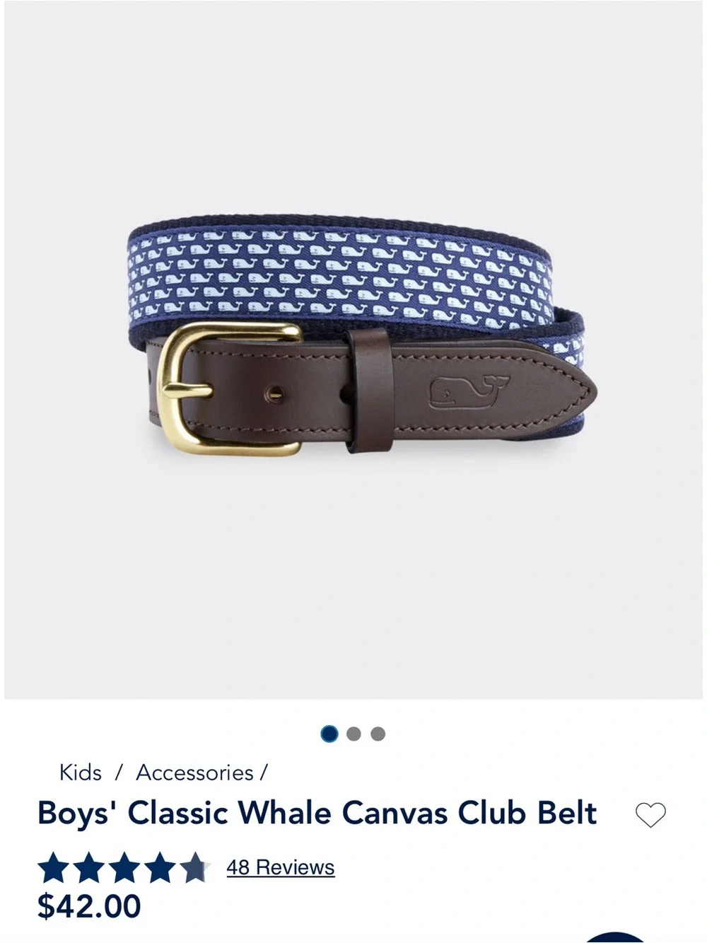 Boy’s Classic Whale Canvas Club Belt